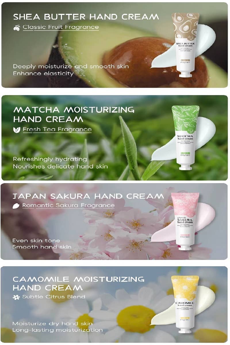 ASSORTED  ,.._ Moisturizing Hand Cream Set Of 4 (1set = $4) for wholesale on Faire7