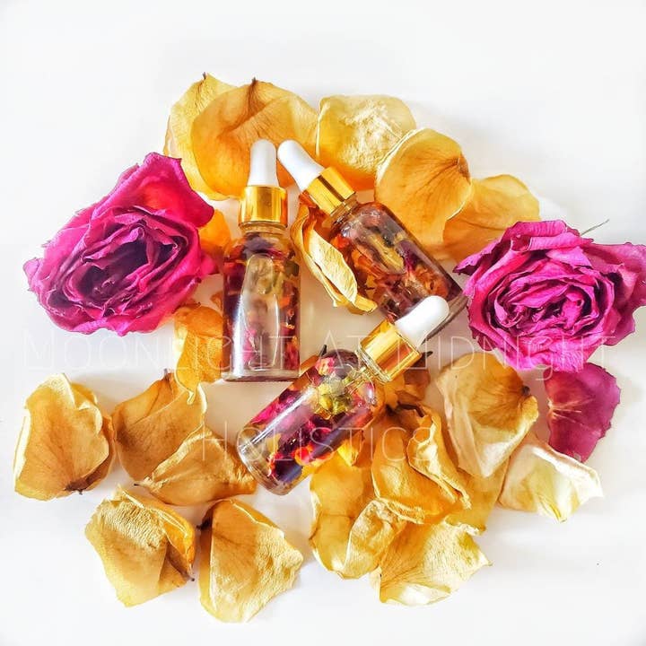 Moonlight at Midnight Holistics - Wholesale Facial Serum/Concentrate - The Goddess Organic 24K Gold & Rose Floral Face Oil Serum3