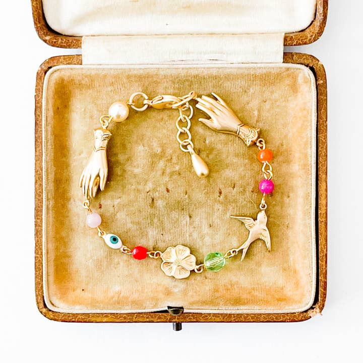 Nest Pretty Things - Wholesale Charm/Dangle Bracelet - Adjustable Evil Eye Charm Bracelet With Pearl And Beads