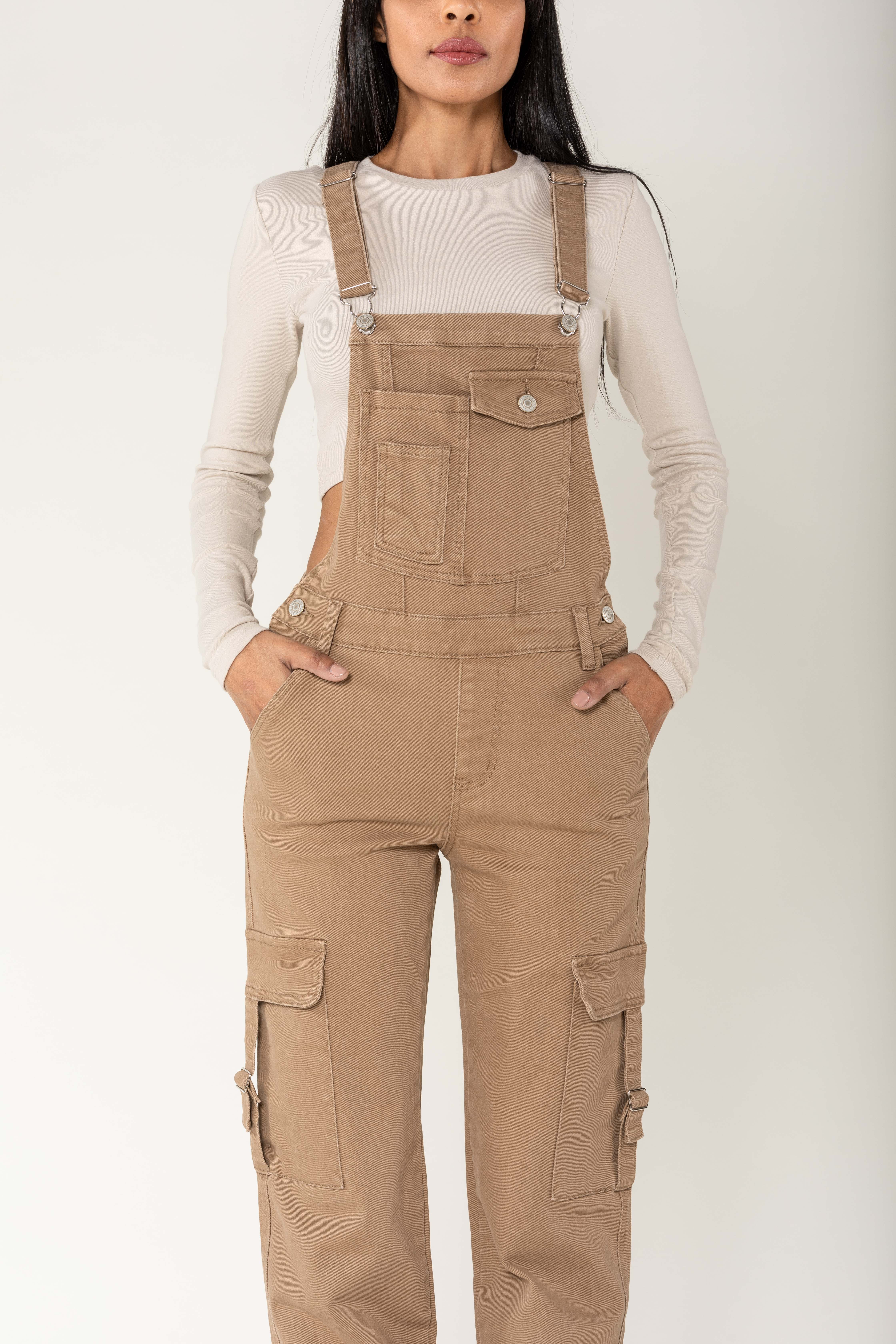 Nina Carter - Wholesale Overalls - Women's - Nina Carter Cargo Denim Stretch Denim Overalls S5609