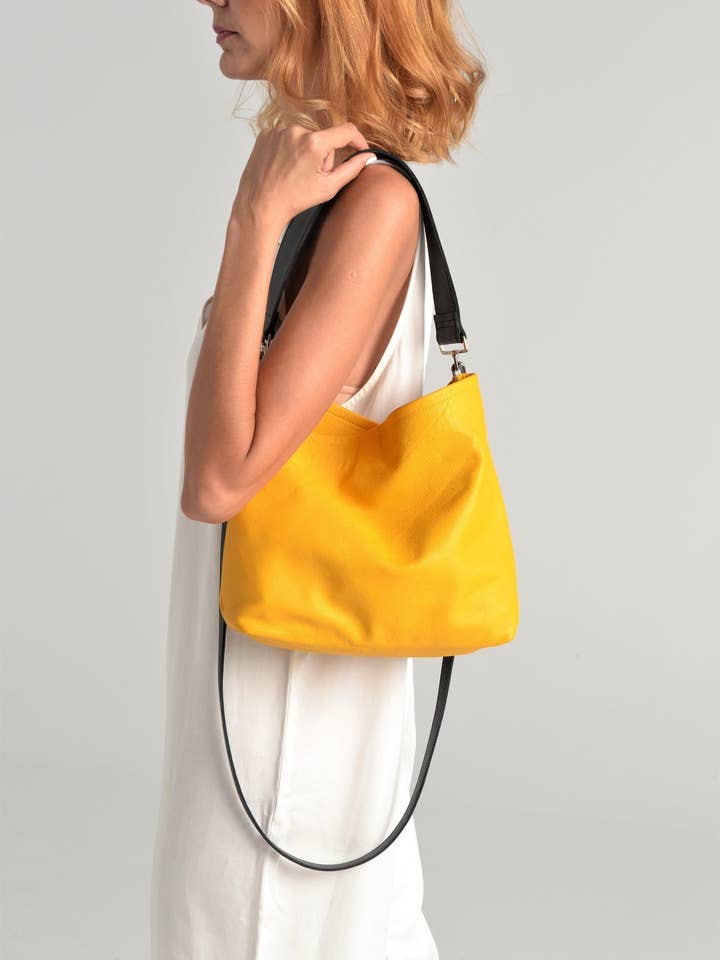 Dioni leather bag in yellow for wholesale by ANA KOUTSI