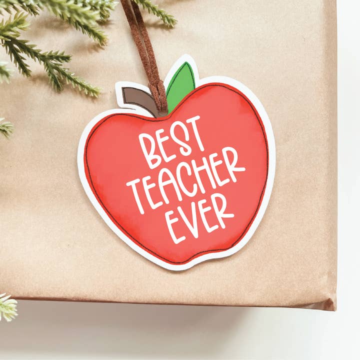 Knotty Design Co. - Wholesale Ornament - Best Teacher Ever Apple Christmas Ornament