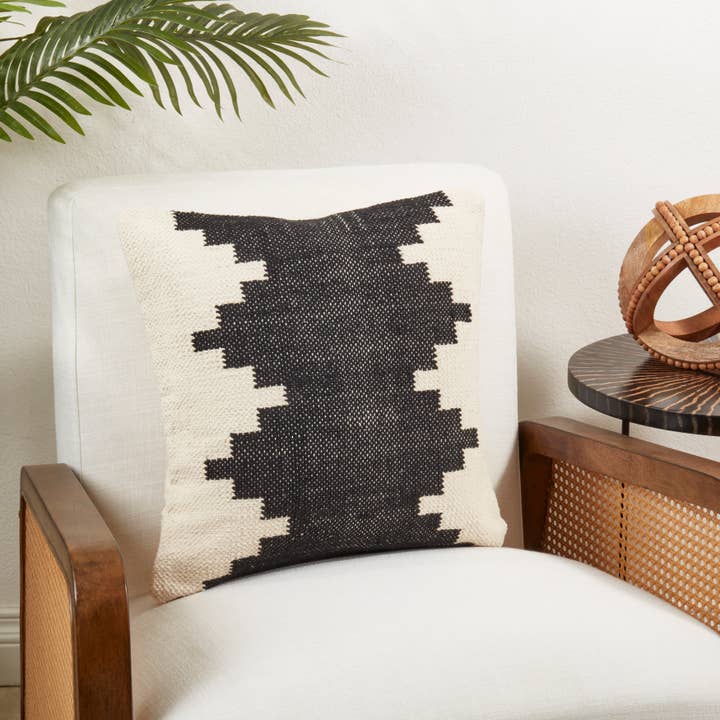 Black Natural Geometric Harmony Throw Pillow for wholesale on Faire