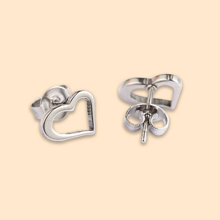 WishStrings - Wholesale Stud/Post Earrings - SALE - Silver Open Hearts - Stud Earrings - S081
