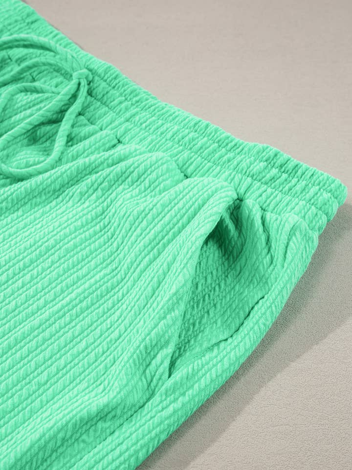 FULL TIME PURCHASE - Wholesale Lounge Set - Women's - Textured Batwing Sleeve Tee Wide Leg Pants Plus Size Set13