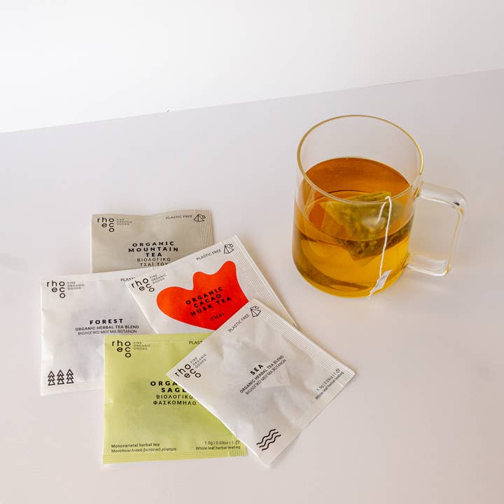 rhoeco - fine organic goods - Venta al por mayor Bolsitas de té - Té de Cáscara de Cacao Bio - Bolsitas Piramidales Compostables3