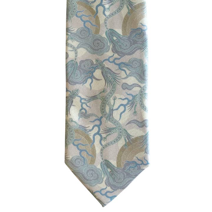 Furious Goose - Vente Cravate – homme - Cravate Dragon, Argentum — Cravate en soie