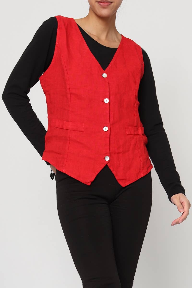 LÉA & LUC - Wholesale Button Down Shirt - Women's - Sleeveless shirt in 100% Linen REF. 514616