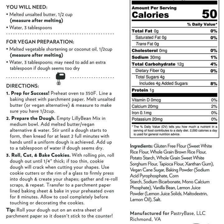 LillyBean Baking - Wholesale Cookie Mix - Lemon Shortbread Cookie Mix (Vegan & Gluten-Free)1