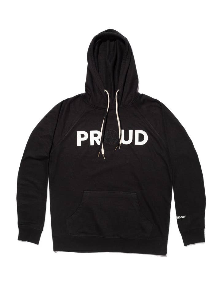 PROUD DECAL PATCH HOODED PULLOVER; BLACK for wholesale by SOUNDOFF
