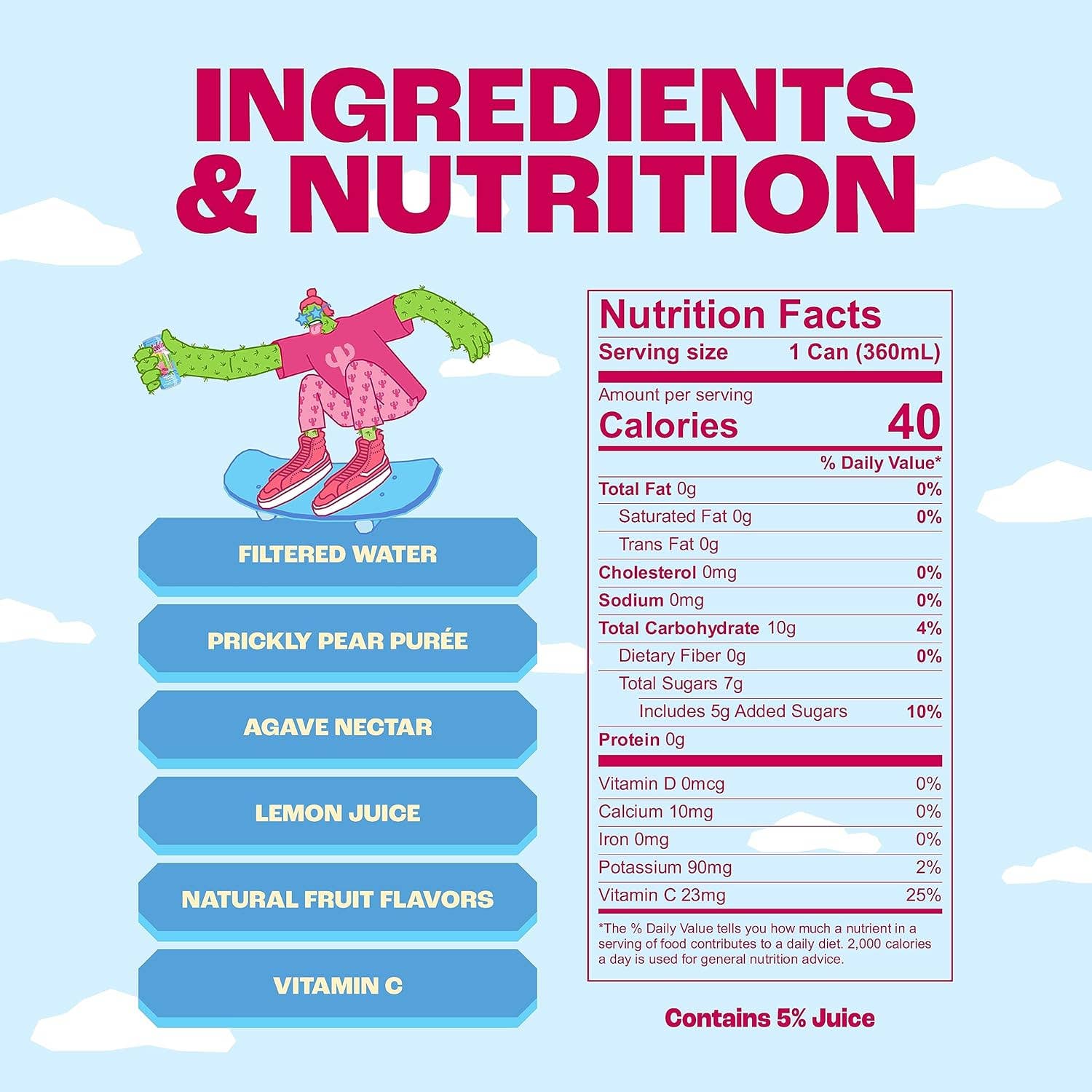 Pricklee Cactus Water - Vente Eau gazeuse - Pricklee Cactus Eau - Poire de Barbarie (paquet de 12)2