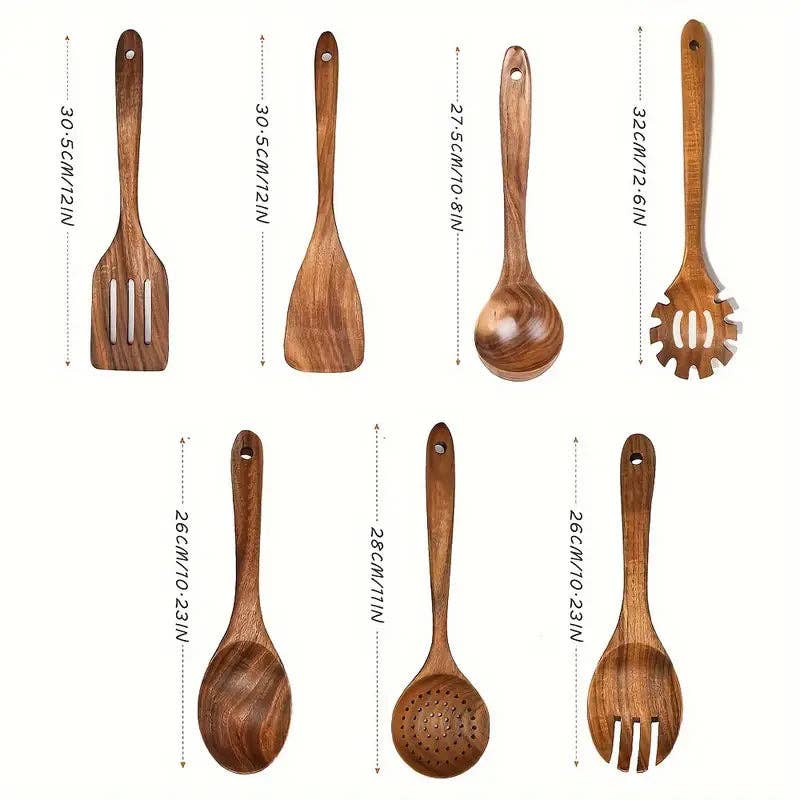 Huis Van Merken - Wholesale Kitchen Utensil Set - 7PCS Wooden Cooking Utensils – Heat-Resistant Tools for Salad & Pan Cooking2