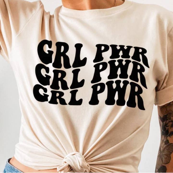 Retro GRL PWR Tee for wholesale by Peach Closet