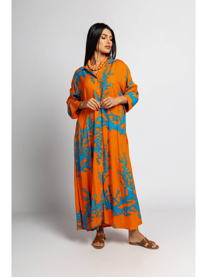 FAME GREECE - Wholesale Dress - Women's - F-300 Coral Shirt Dress3