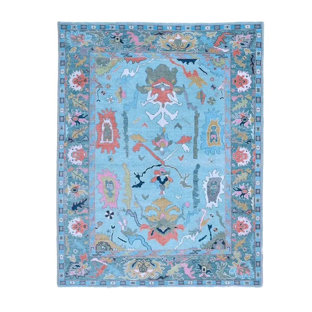 Maia Homes – Tapete por atacado – Tapete de Lã Tradicional Floral Tufado à Mão - Azul1