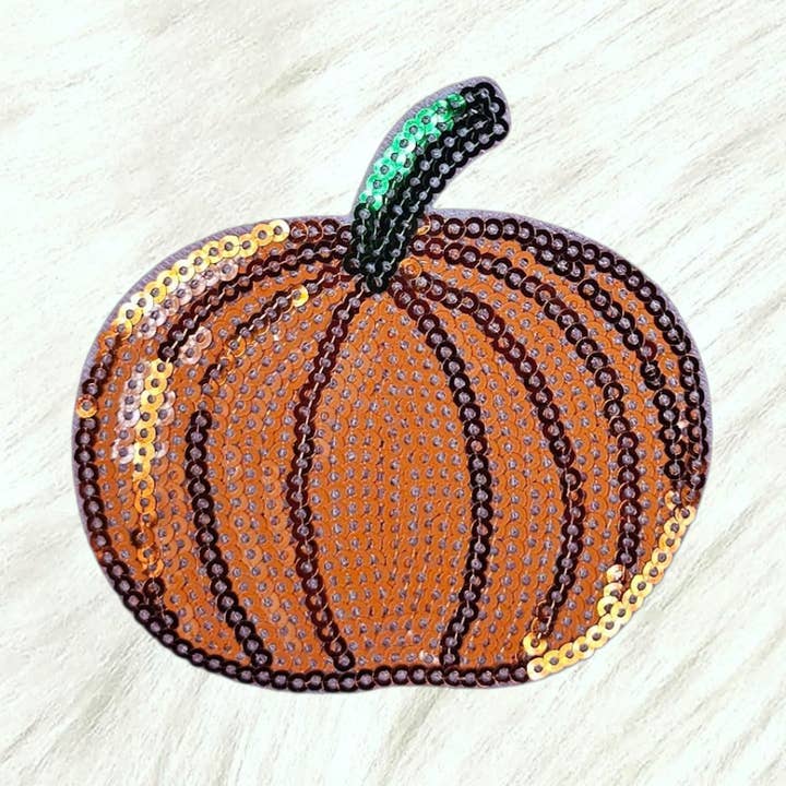 Scratch Decor - Wholesale Patch - Pumpkin Orange Sequin Iron On Patch0