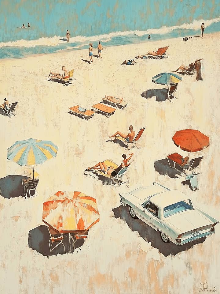 Classic Car Beach Bum 8”x10” Art Print for wholesale by Mowbi