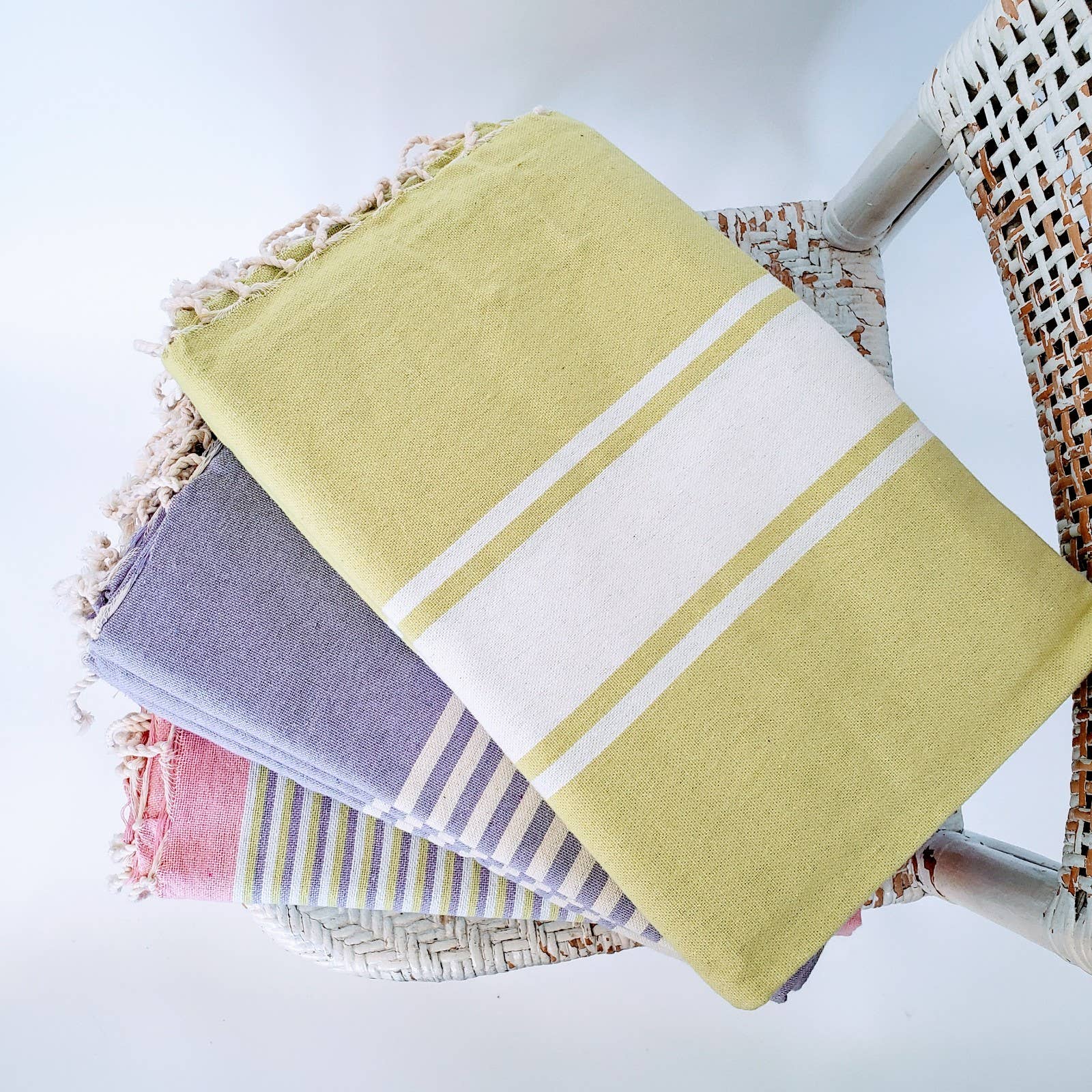 wonderfouta – wholesale Beach towel – Beach towel Set / Sarong/ 9 single size - Pistachio-lavender2