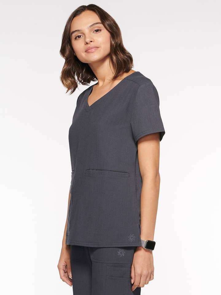 Aura Naturale – wholesale Healthcare uniform – Women's – Kara Women Rounded V-Neck Scrubs Top with 4 Pockets (94002)
