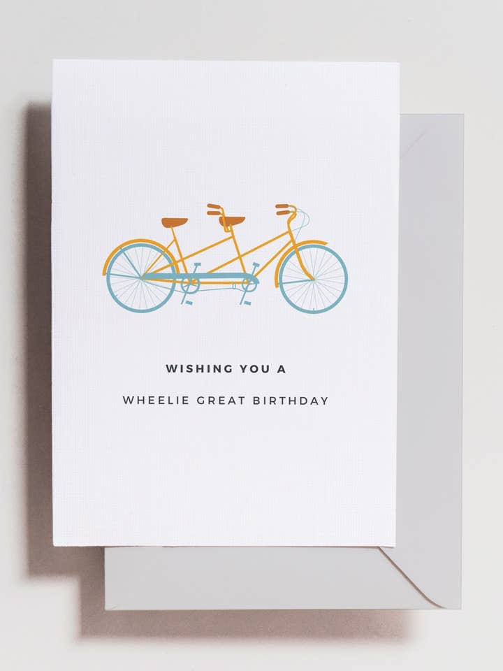 Bike fødselsdagskort for engroshandel hos Haven Print Co.
