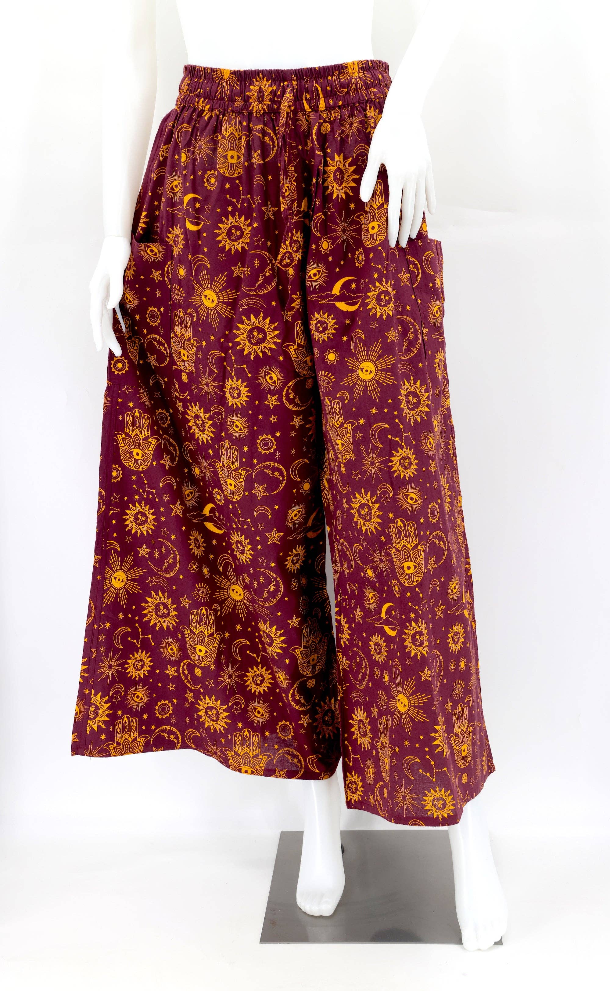 Himalaya Handmade - Wholesale Pants - Women's - Cotton Hippie Handmade Harem Celestial Print Wide Leg Bohemian Trousers13