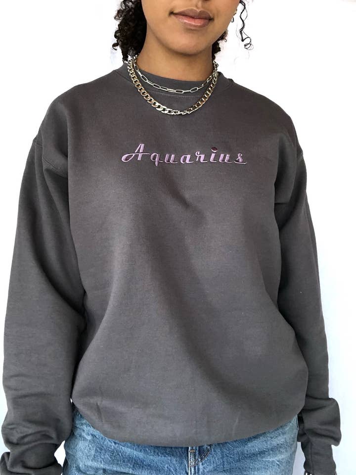 Embroidered Zodiac Sweatshirt, customizable for wholesale by AntiConstruct