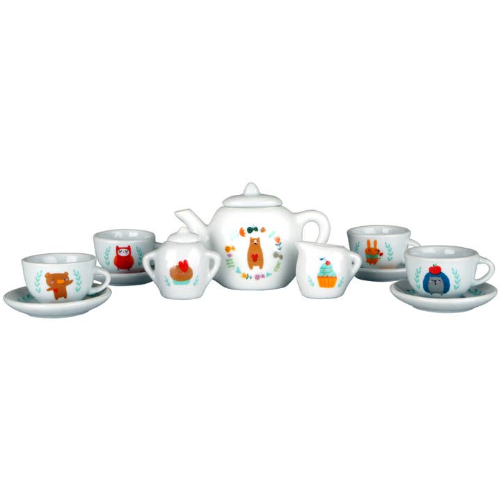 Barbo Toys - Wholesale Toy Feeding Set - Kids - 12 pcs Porcelain Tea Set - Little Woodies