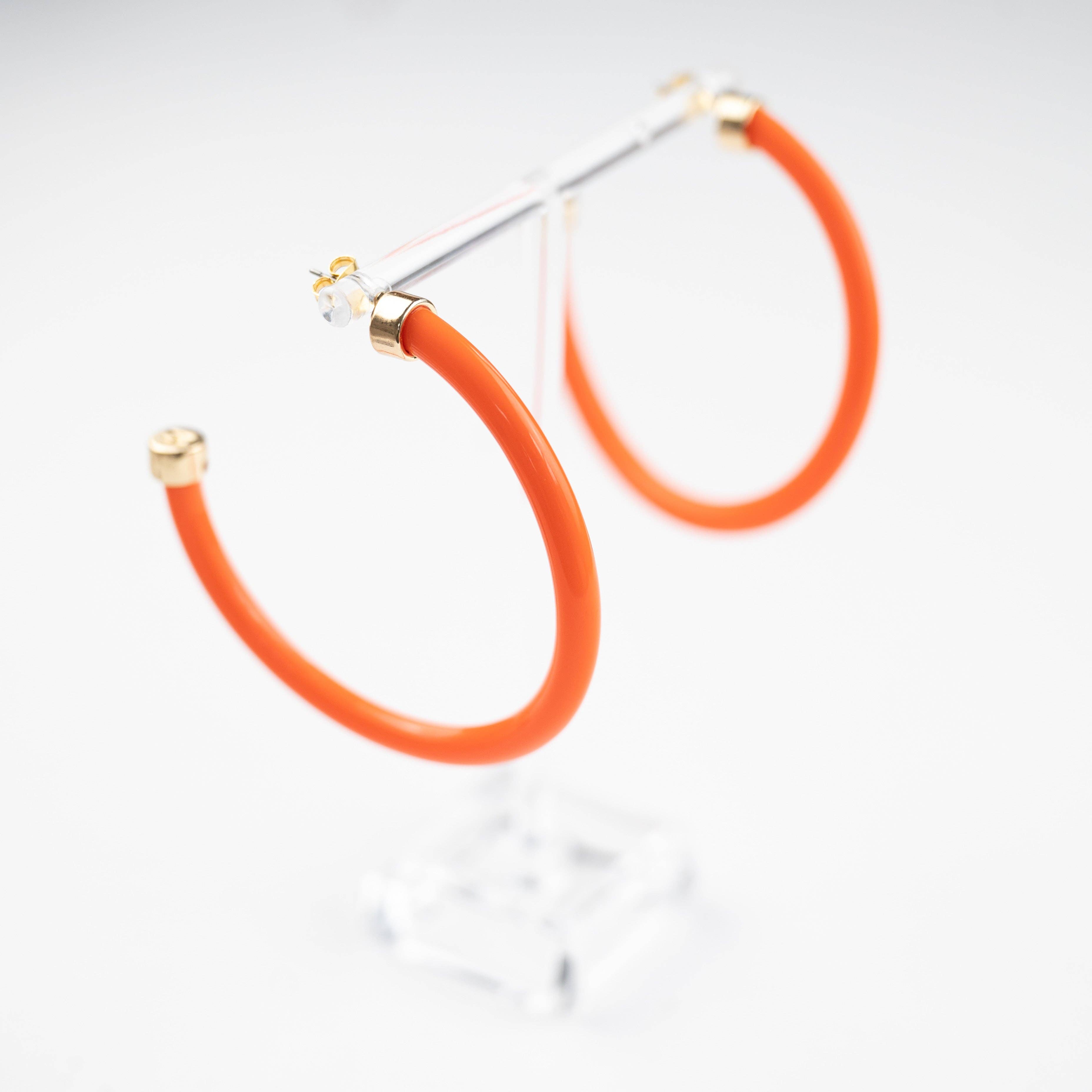 Hoo Hoops - Wholesale Hoop Earrings - Lightweight Large Hoop Earrings - Orange1