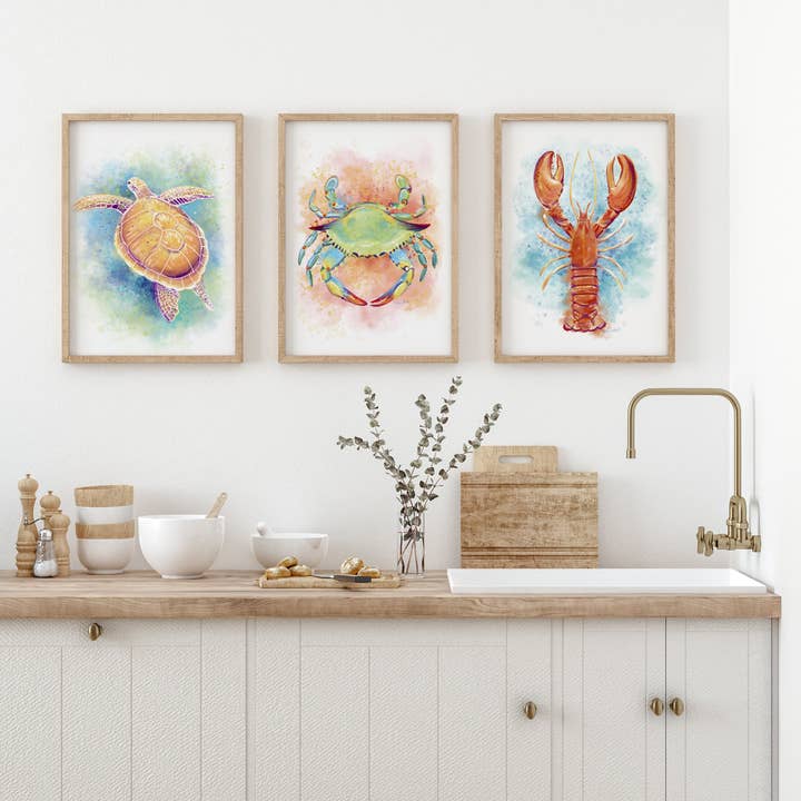 Watercolor Lobster Art Print for wholesale by Dawn of Designs