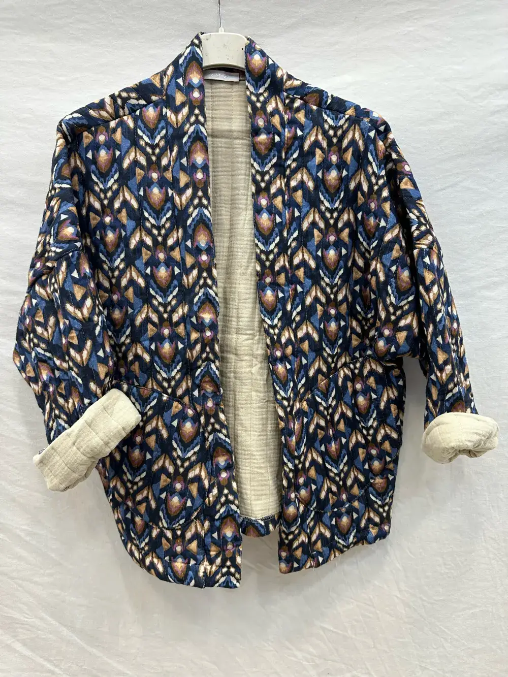 Mimi & Gogo - Vendita all'ingrosso Giacca - Donna - Giacca trapuntata in garza di cotone stampata @5343_Ve2Stampata9