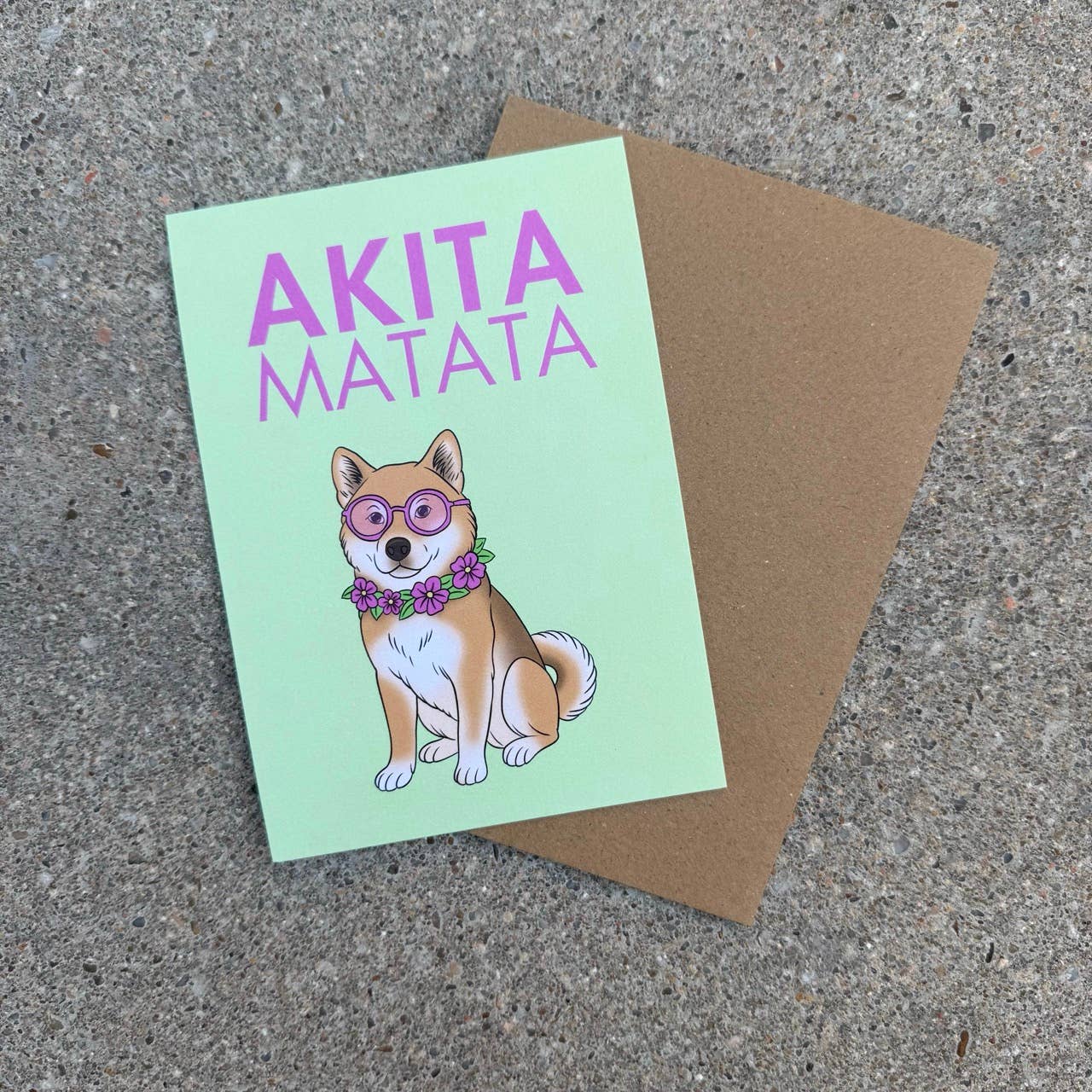 LOLLYPOPARTSTUDIO – Cartão de saudação diária por atacado – Carte Akita « Akita Matata »2