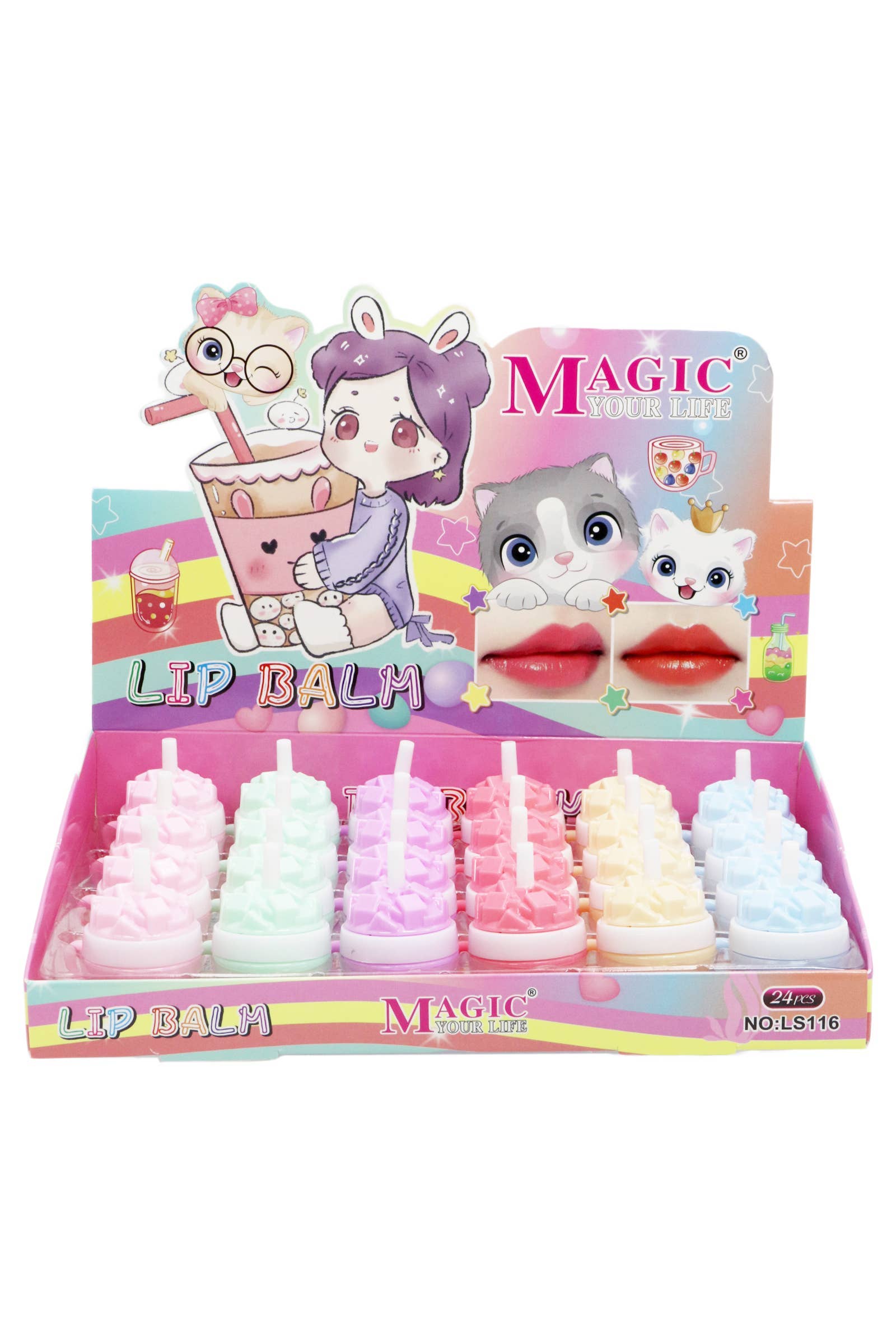 ASSORTED Iced Drink Cup Round Soft Touch Lip Balm - 24 pcs for wholesale on Faire1