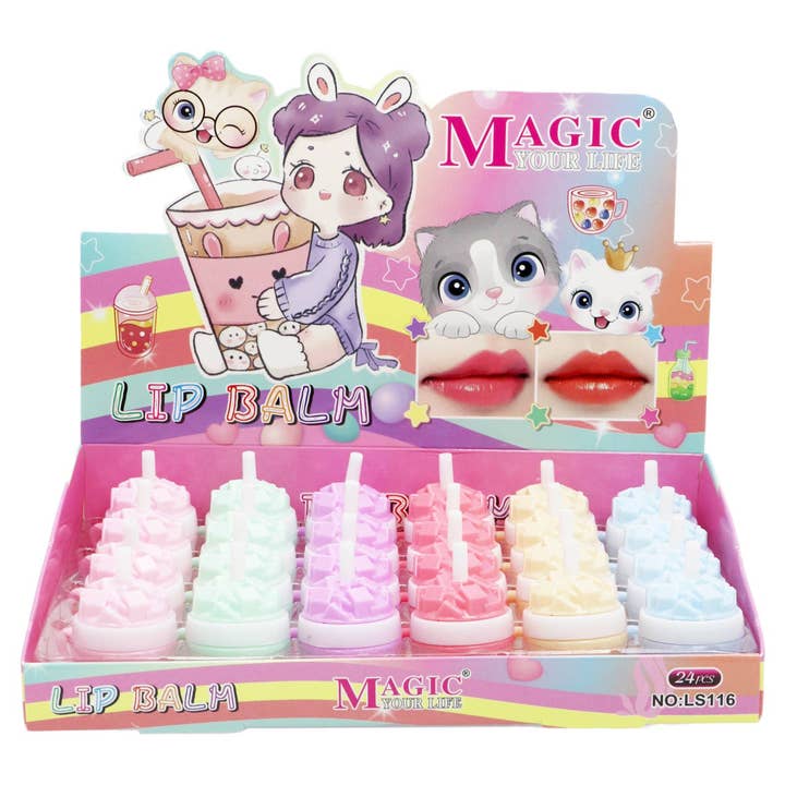 ASSORTED Iced Drink Cup Round Soft Touch Lip Balm - 24 pcs for wholesale on Faire1