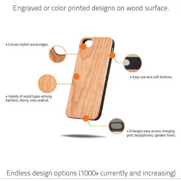 OTTO CASE – wholesale Phone case – Women’s – Cherry Wood - Mermaid Engraved2