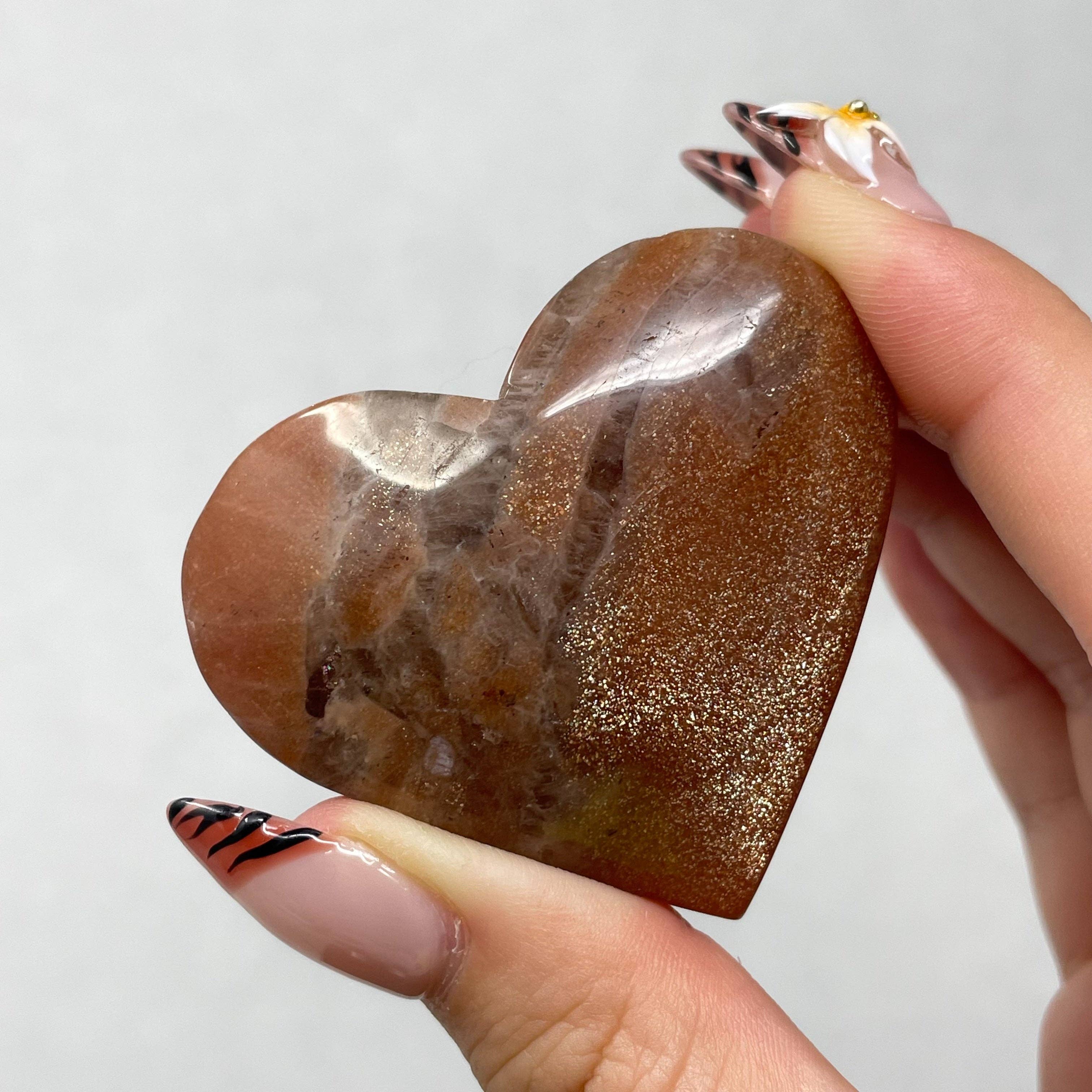 The Crystal Tabby – wholesale Spiritual stone/crystal – Sunstone Heart, Quality C, LAST CHANCE - ON SALE1
