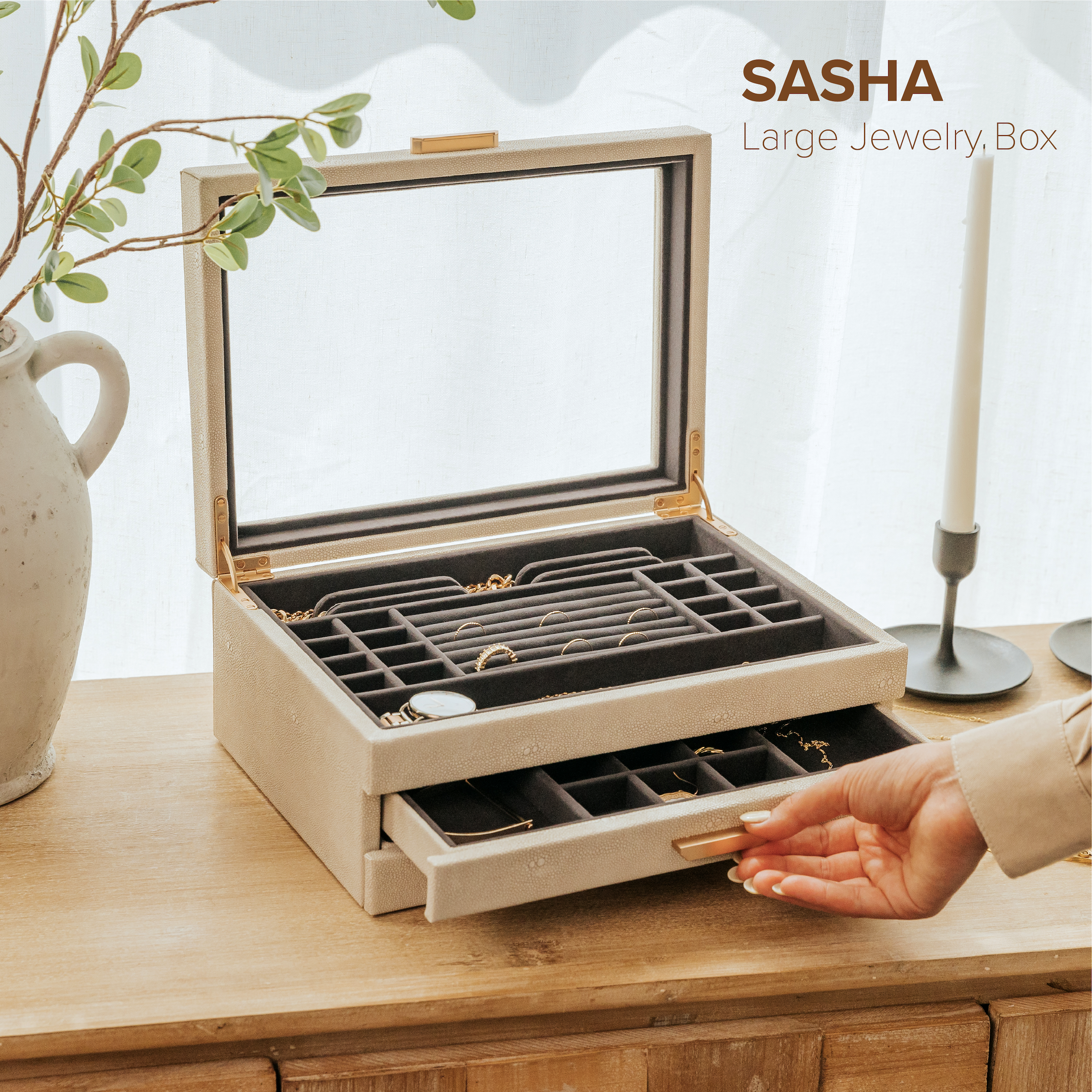 Case Elegance - Wholesale Jewelry Box/Organizer - Sasha Large Jewelry Box2