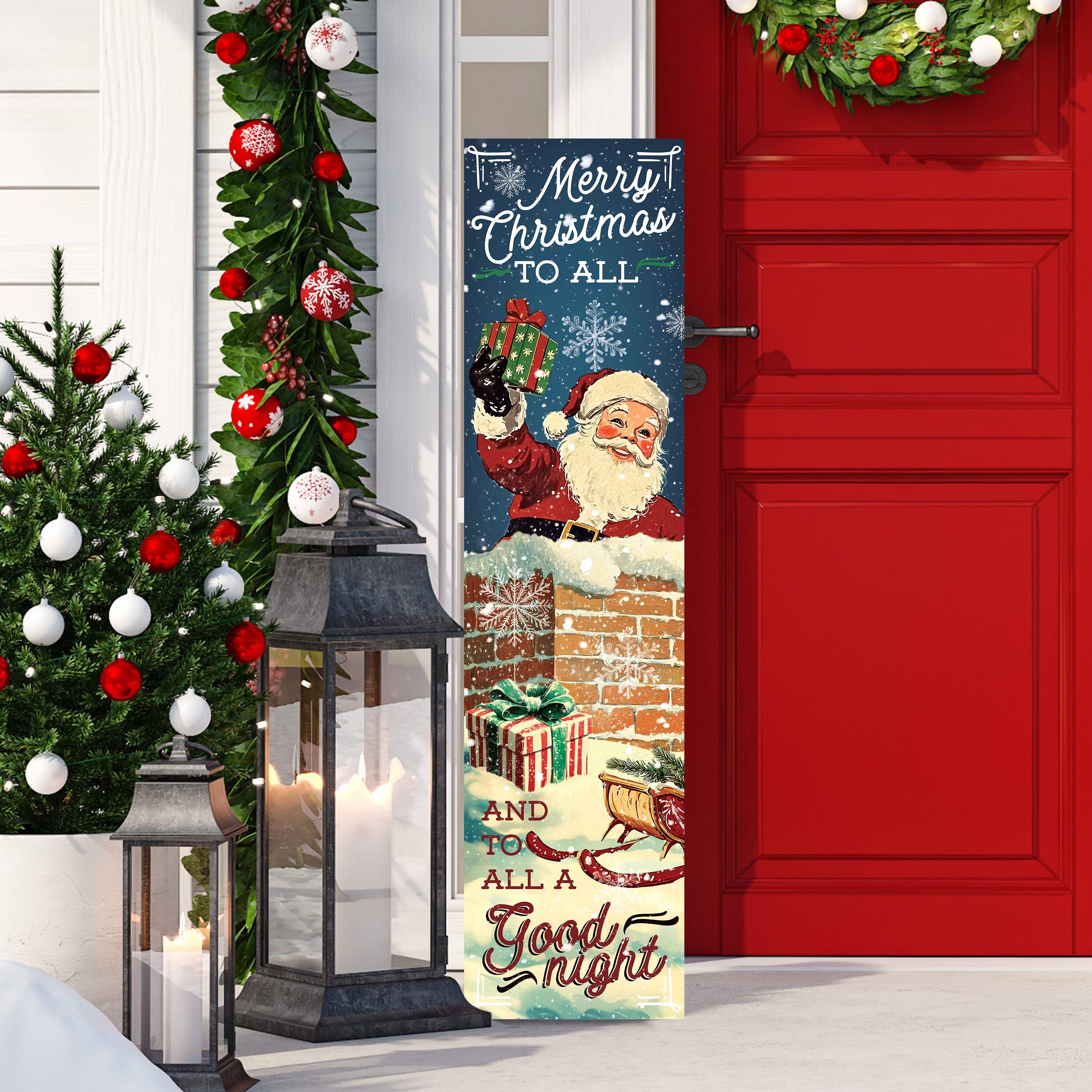 TX USA Corporation - Venta al por mayor Decoración navideña - Cartel de Porche de Santa Clásico Vintage | Decoración Navideña Festiva para Exteriores2