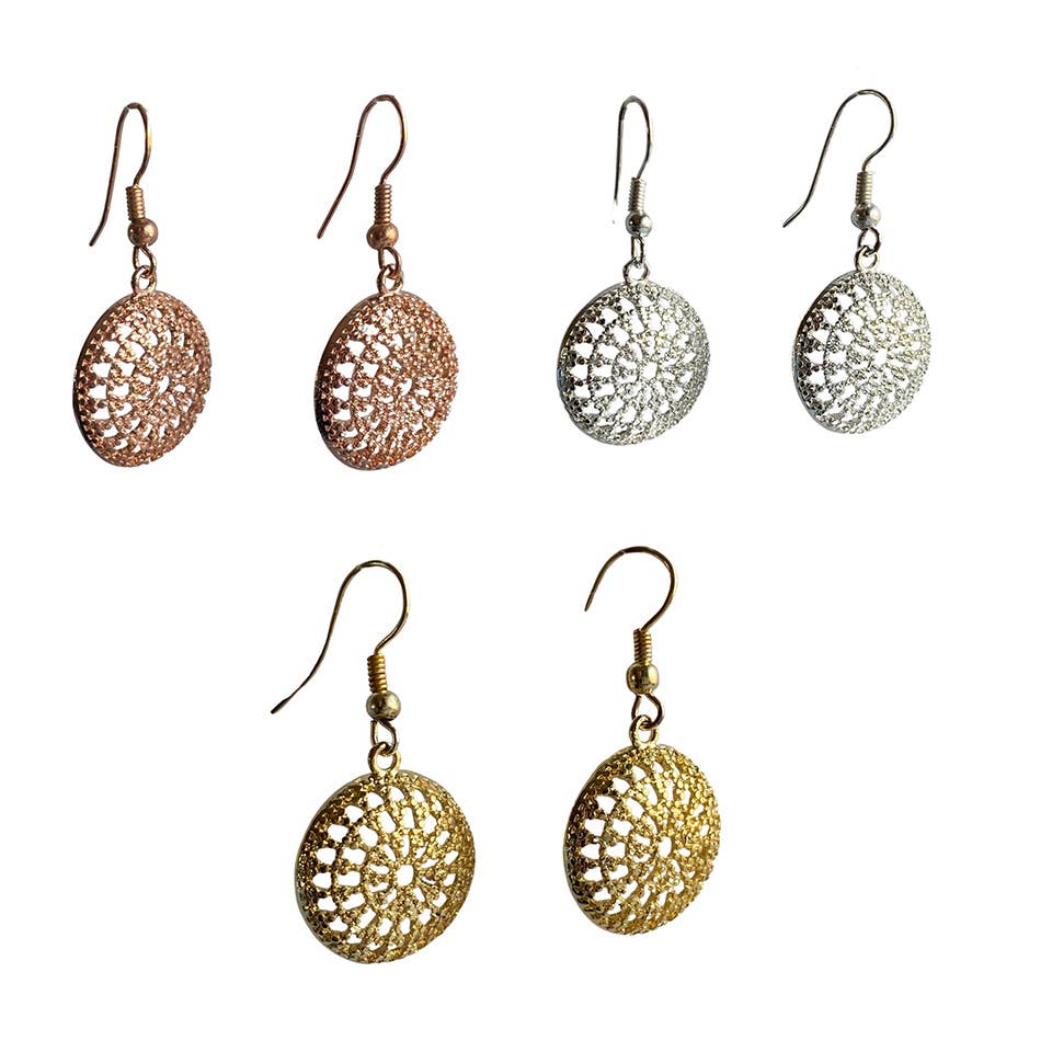 Ethical Global - Wholesale Dangle Earrings - Sun Filigree Dangle Earrings (Silver, 14K, Rose) - Handmade7