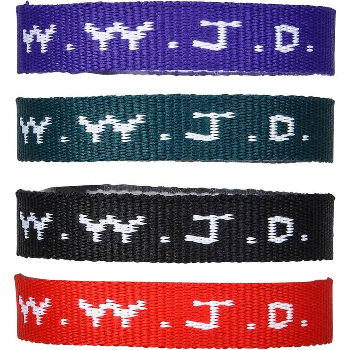 Innovarix - Wholesale Woven/Braided Bracelet - W.W.J.D. Webbing Bracelets - 12 Pack