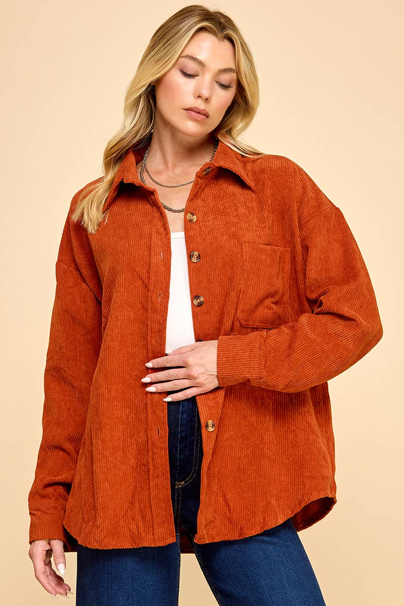 Cezele - Venta al por mayor Camisa con botones - Mujer - Camisa de pana abotonada de gran tamaño23