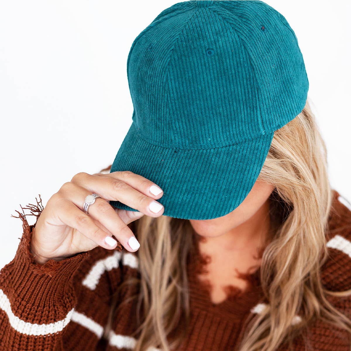 Viv&Lou - Wholesale Baseball Cap - Unisex - Teal Corduroy Cap1