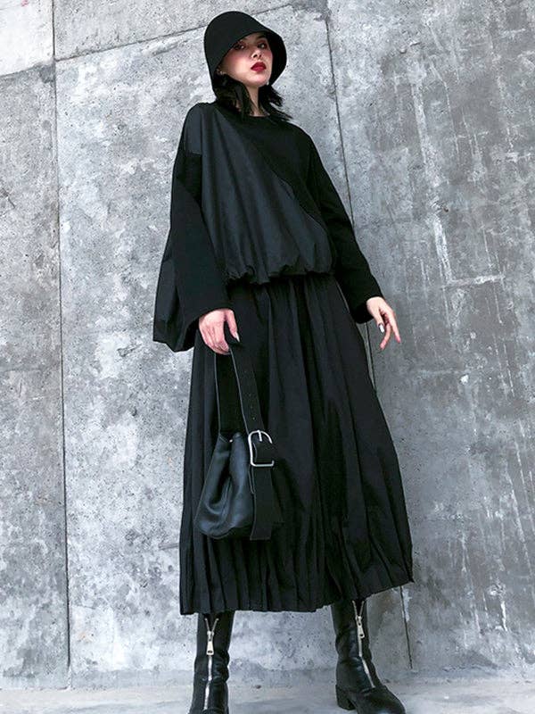 Stylish Black Solid Color High Waisted Wide Leg Pants for wholesale on Faire8