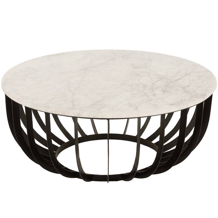 Couchtisch Rund Marmor/Metall Weiß/schwarz Large für den Großhandel von BOHORIA