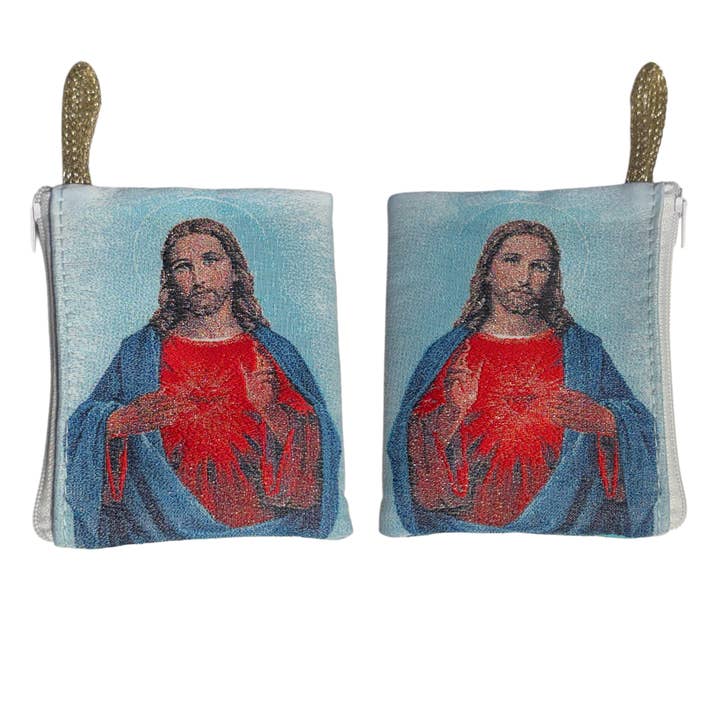 Oremus Mercy - Wholesale Pouch - Unisex - Rosary Pouch - Sacred Heart of Jesus 3″ x 4″