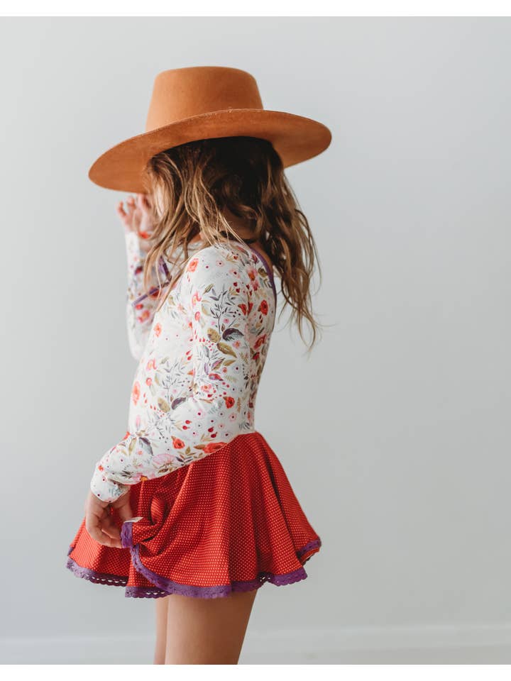 Cheeky Plum – Engroshandel Leotard - Børn – Farrah Leotard - Cottage Rød2