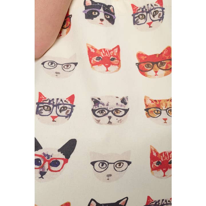 SM WARDROBE – Sacola - Mulher por atacado – Bolsa Tote Kitty com Estampa de Gatos e Óculos5