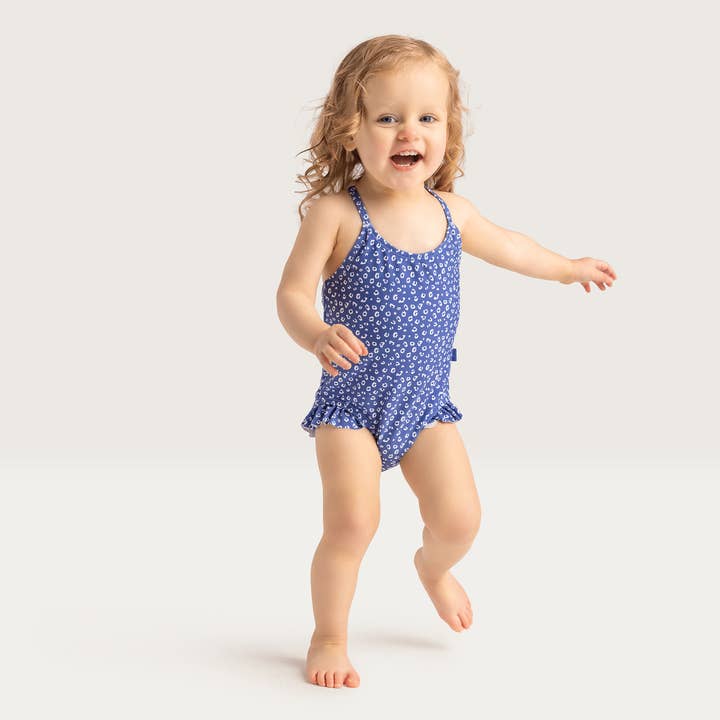 Swim Essentials – Engroshandel Badedragt - Børn – Swim Essentials | Leopard Blå Pige UV Badedragt