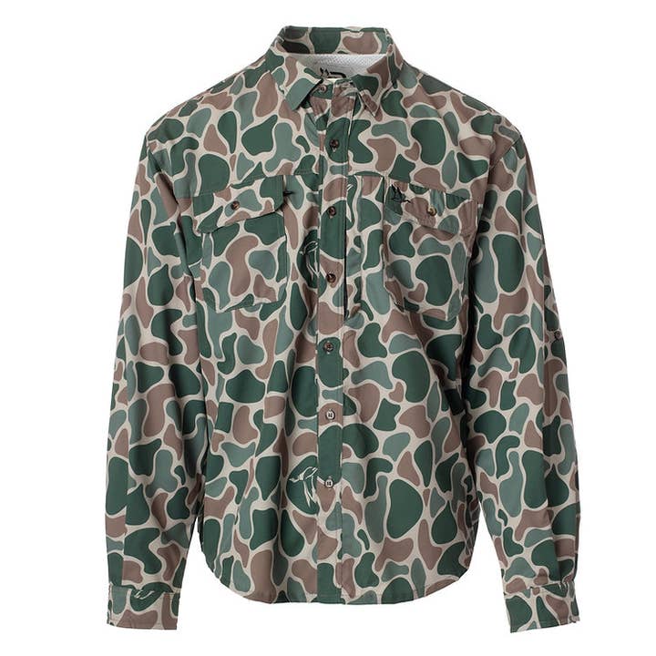 Roost L/S Camo Button Down (RW-170) for wholesale by Fieldstone - Sporting Lifestyle Brand