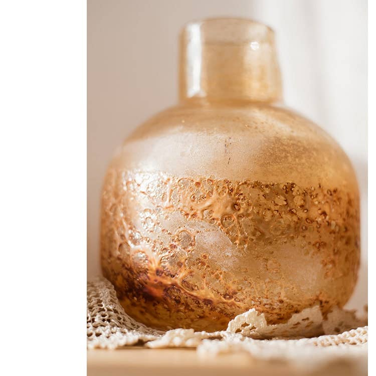 Rustic Reach - Wholesale Vase - Hand Blown Bubble Glass Bud Vase Amber6