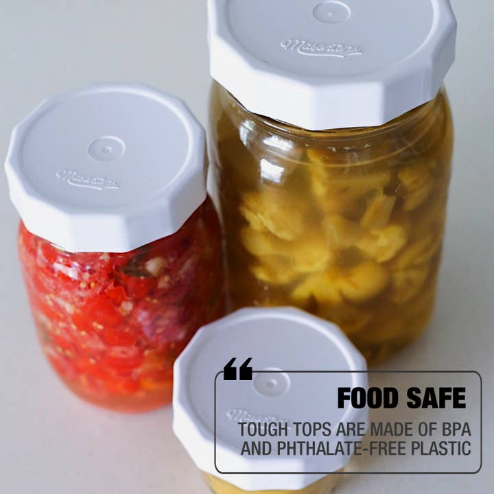 Masontops - Wholesale Food Storage Container - White Tough Top Plastic Mason Jar Lids4